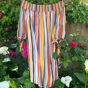 Off The Shoulder Multicolored stipe Dress 🎨